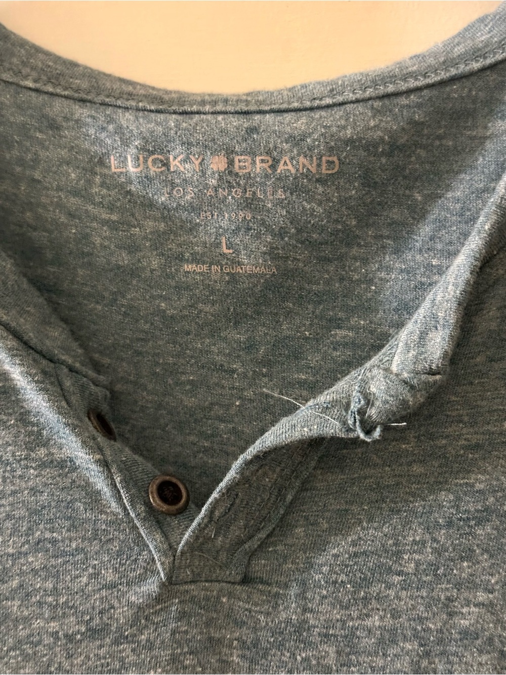 Lucky Brand Men's Heather Slate Blue Button-Front Henley